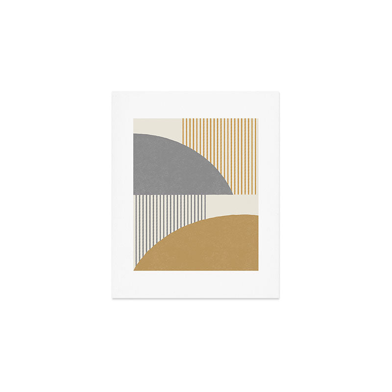 Quarter Circle Lines - Gray Gold  Art Print Gallery Image 1