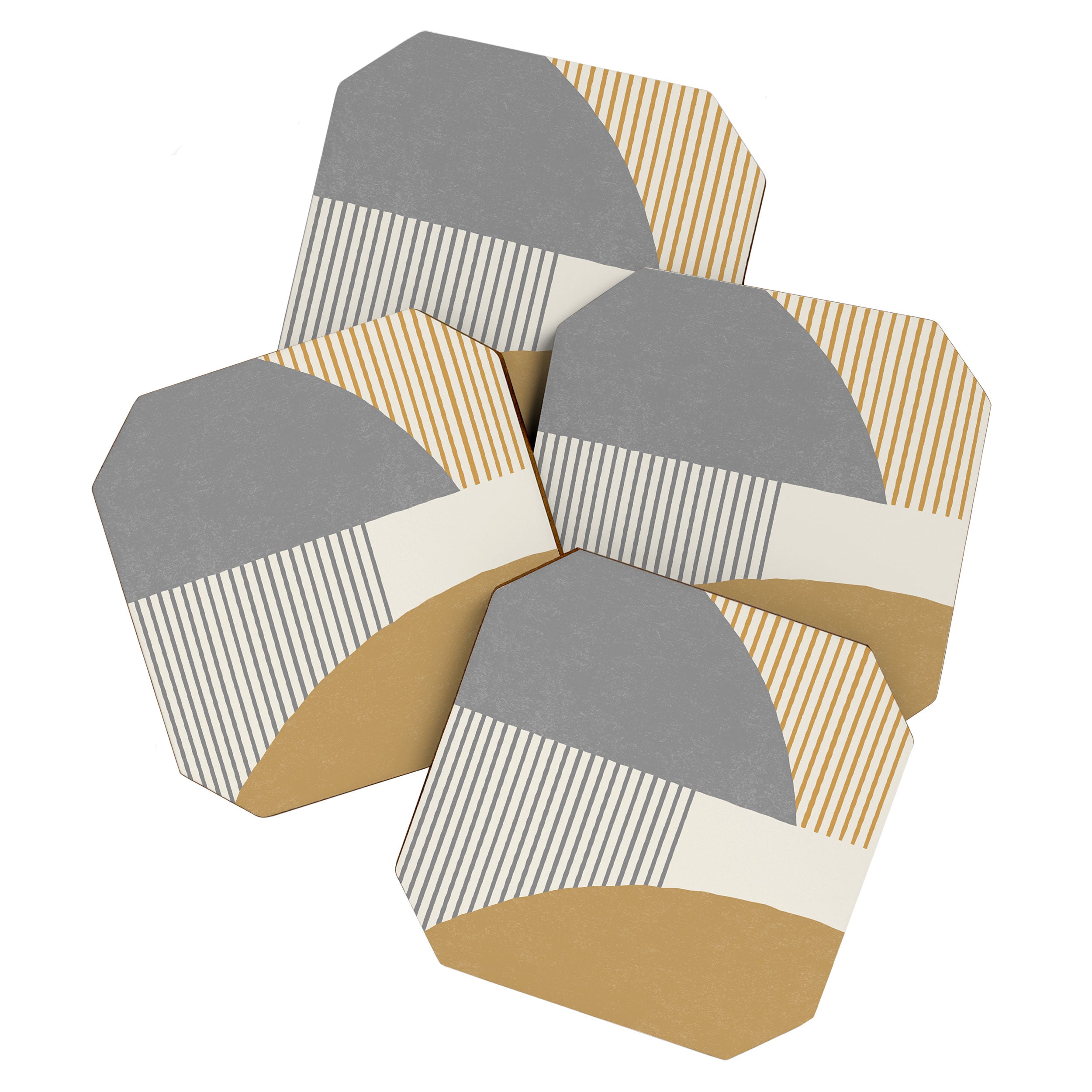 Quarter Circle Lines - Gray Gold  Coaster Gallery Image 1