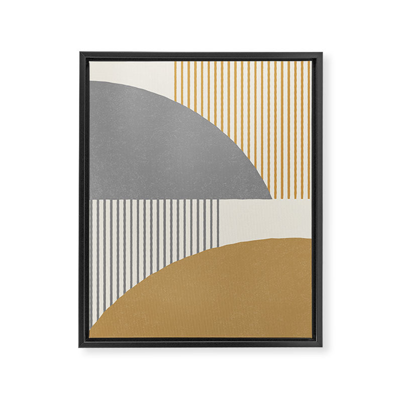 Quarter Circle Lines - Gray Gold  Framed Canvas Print Gallery Image 6