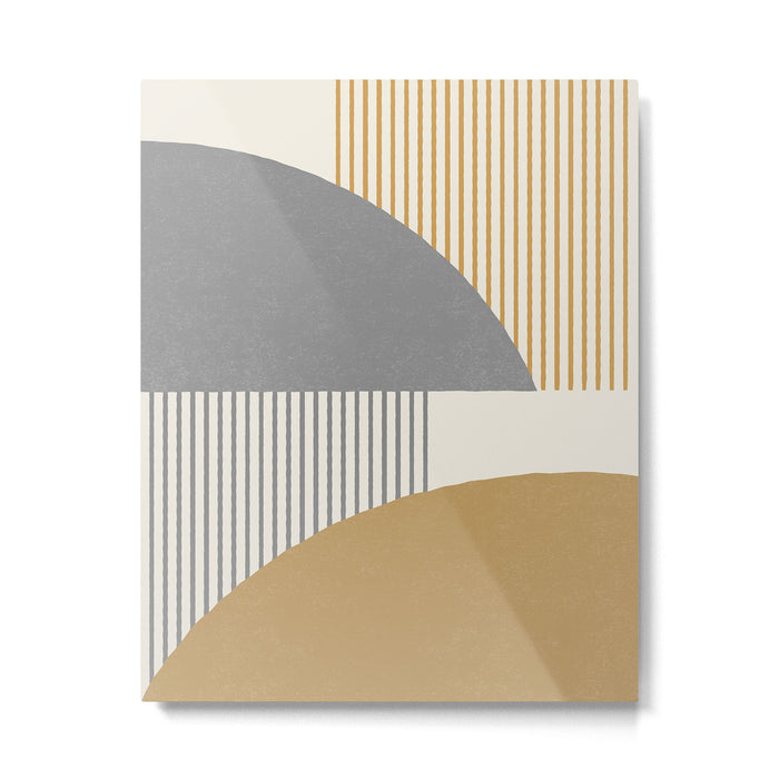 Quarter Circle Lines - Gray Gold  Metal Print Gallery Image 1