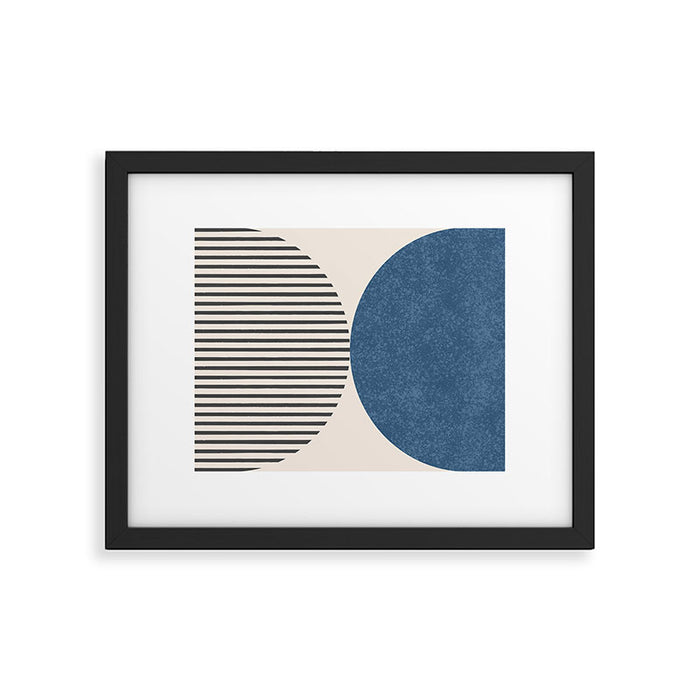 Semicircle Stripes - Blue Framed Art Print Gallery Image 1