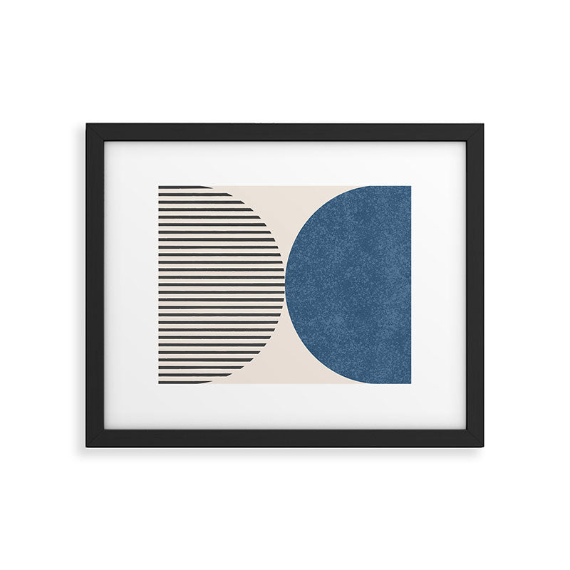 Semicircle Stripes - Blue Framed Art Print Gallery Image 4