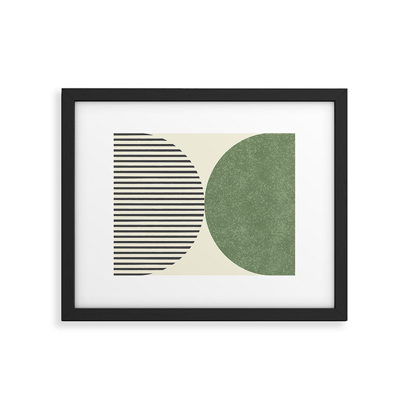 Semicircle Stripes - Green Framed Art Print