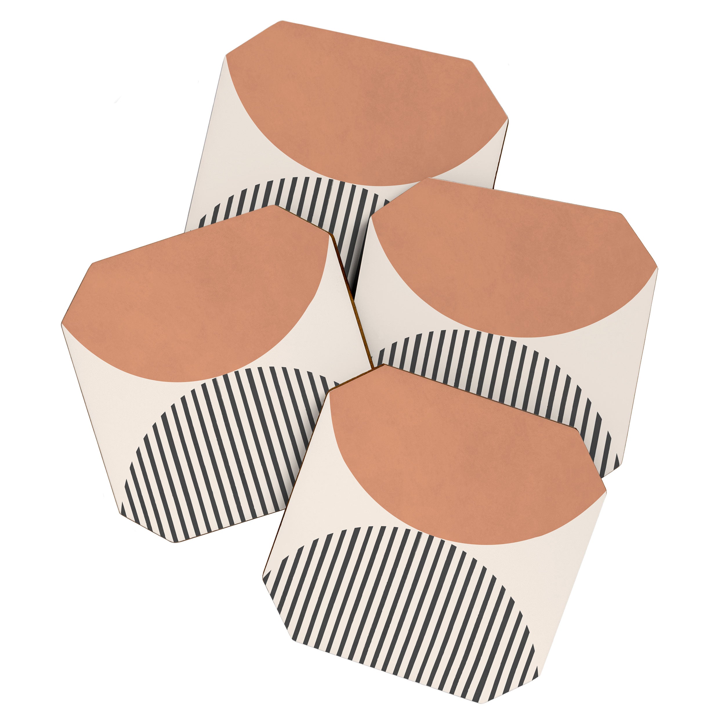 Semicircle Stripes - Terracotta Coaster Gallery Image 1