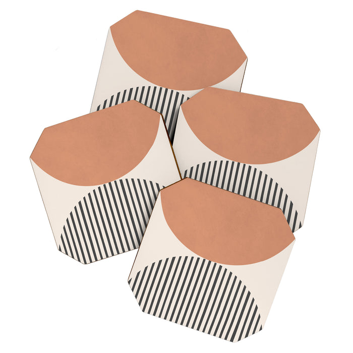 Semicircle Stripes - Terracotta Coaster Gallery Image 1
