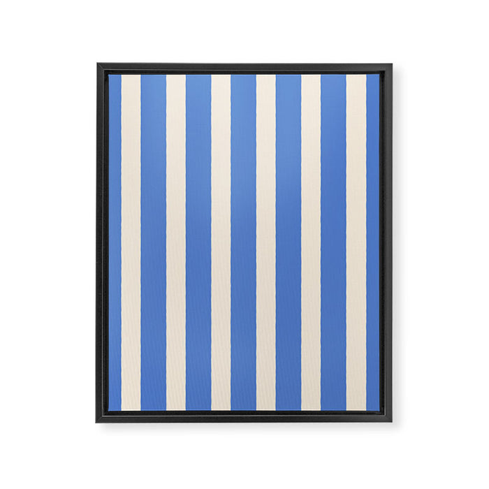 Simple Stripes Pattern - Blue Framed Canvas Print Gallery Image 1