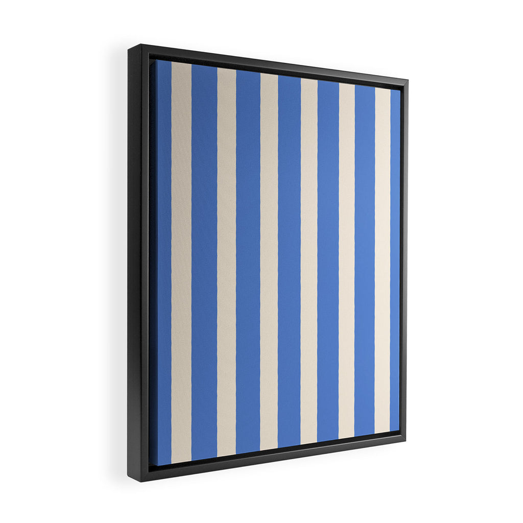 Simple Stripes Pattern - Blue Framed Canvas Print Gallery Image 2