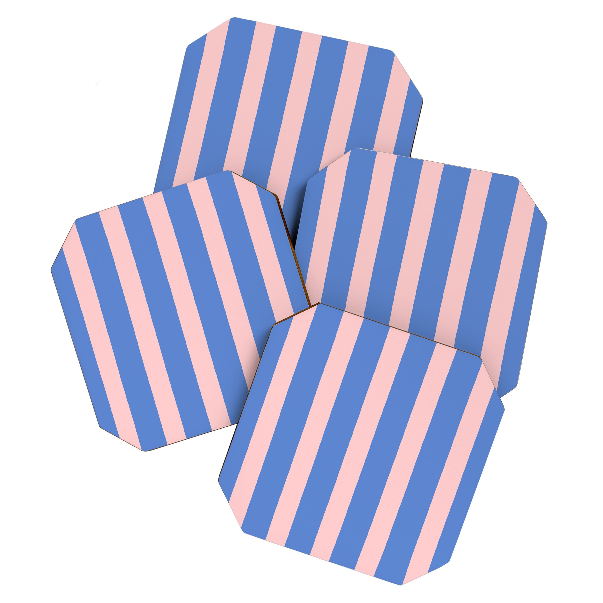 Simple Stripes Pattern - Blue Pink Coaster Gallery Image 1
