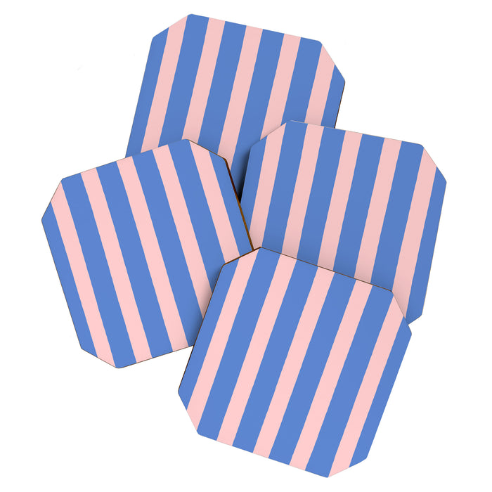 Simple Stripes Pattern - Blue Pink Coaster Gallery Image 1