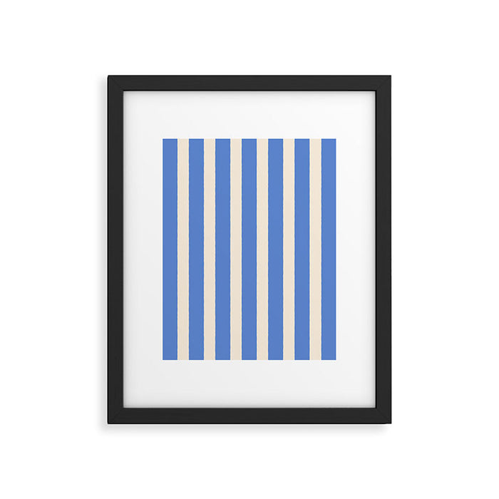 Simple Stripes Pattern - Blue Framed Art Print Gallery Image 1