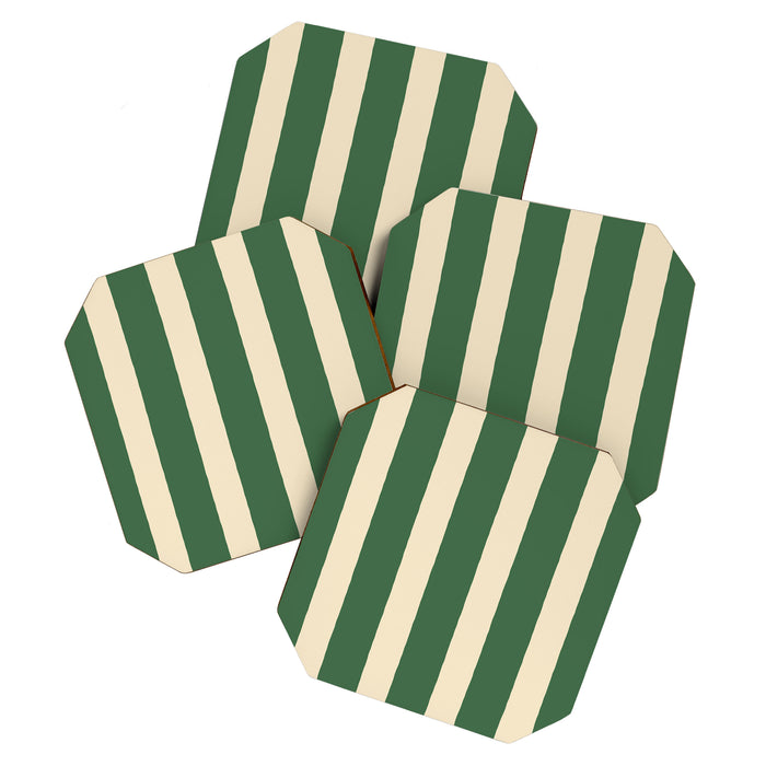 Simple Stripes Pattern - Deep Green Coaster Gallery Image 1