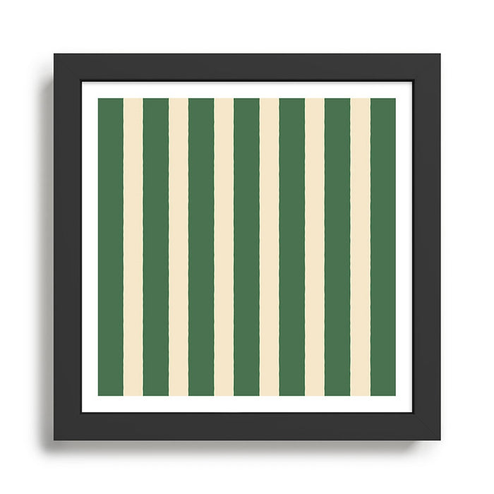Simple Stripes Pattern - Deep Green Framed Art Print Gallery Image 1