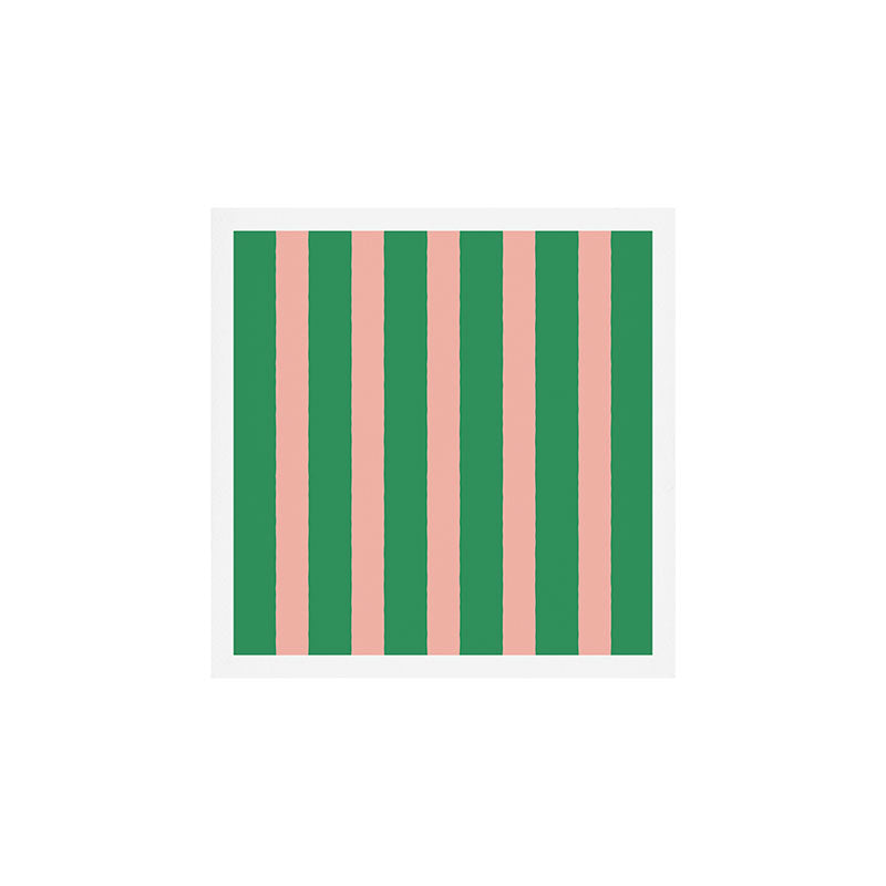Simple Stripes Pattern - Green Pink Art Print Gallery Image 1