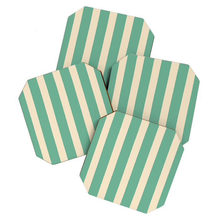 Simple Stripes Pattern - Light Green Coaster Gallery Image 1