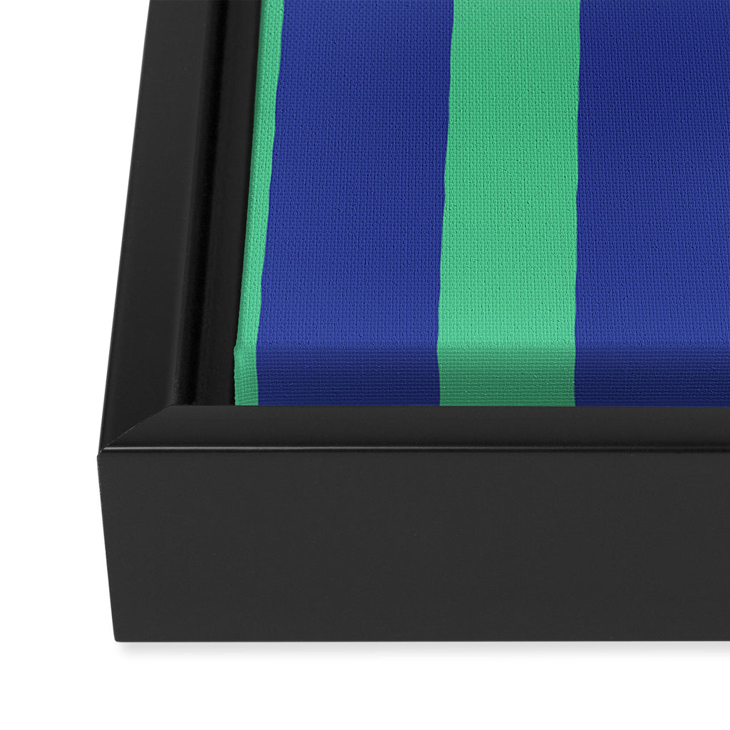 Simple Stripes Pattern - Navy Green Framed Canvas Print Gallery Image 3