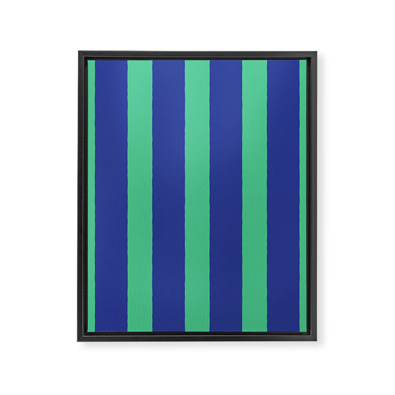 Simple Stripes Pattern - Navy Green Framed Canvas Print Gallery Image 8