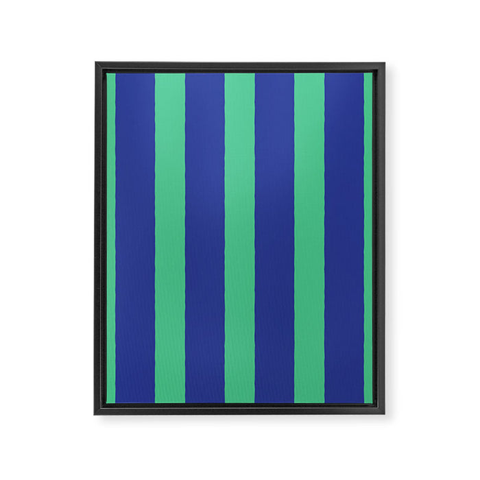 Simple Stripes Pattern - Navy Green Framed Canvas Print Gallery Image 1