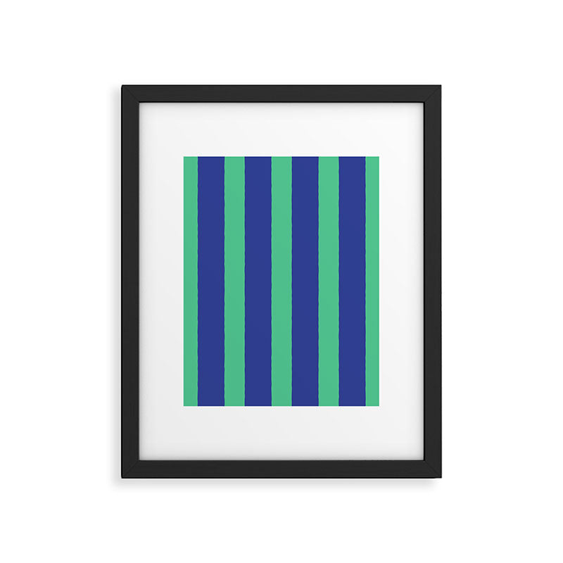 Simple Stripes Pattern - Navy Green Framed Art Print Gallery Image 6