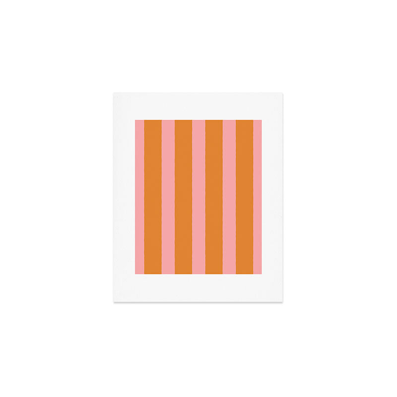 Simple Stripes Pattern - Pink Orange Art Print Gallery Image 1