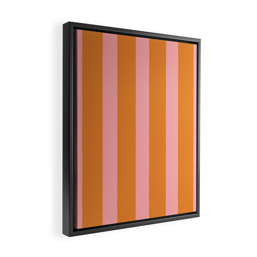 Simple Stripes Pattern - Pink Orange Framed Canvas Print Gallery Image 2