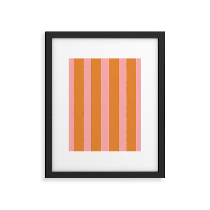 Simple Stripes Pattern - Pink Orange Framed Art Print Gallery Image 6