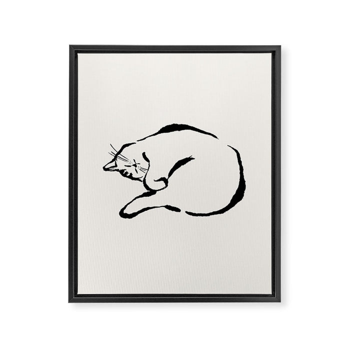 Sleeping Cat Framed Canvas Print Gallery Image 1