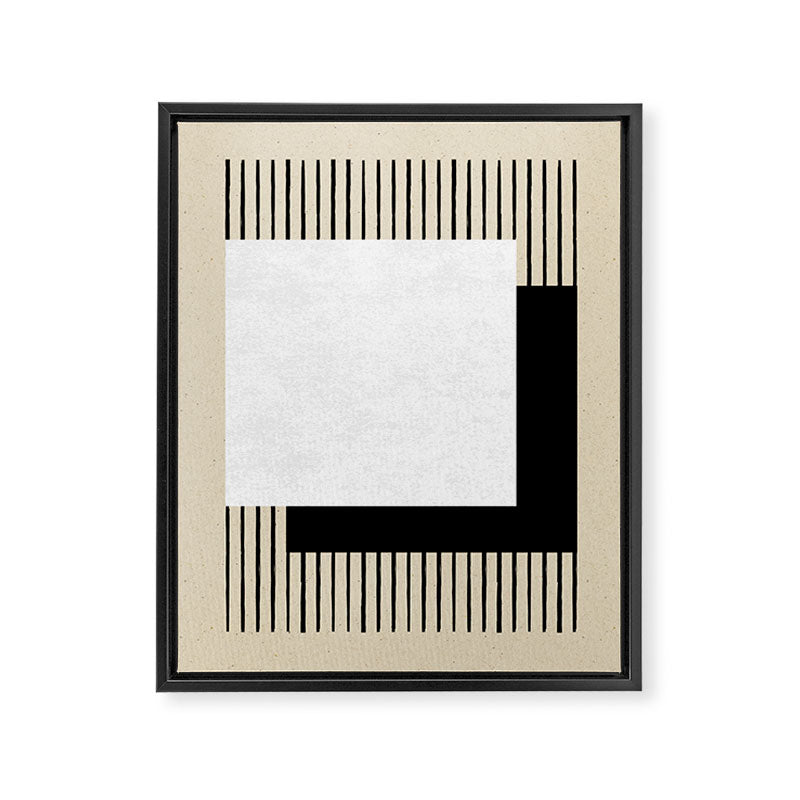 Square black and white Stripes Framed Canvas Print Gallery Image 6