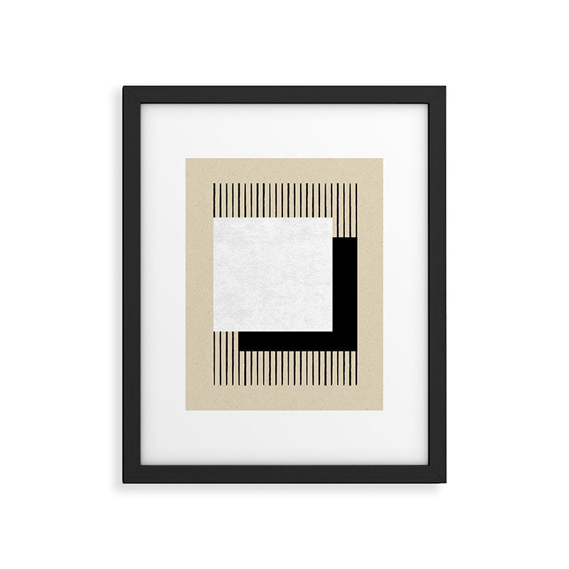 Square black and white Stripes Framed Art Print