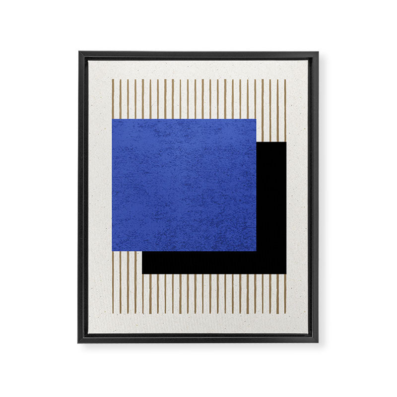 Square Navy Blue Stripes Framed Canvas Print Gallery Image 6