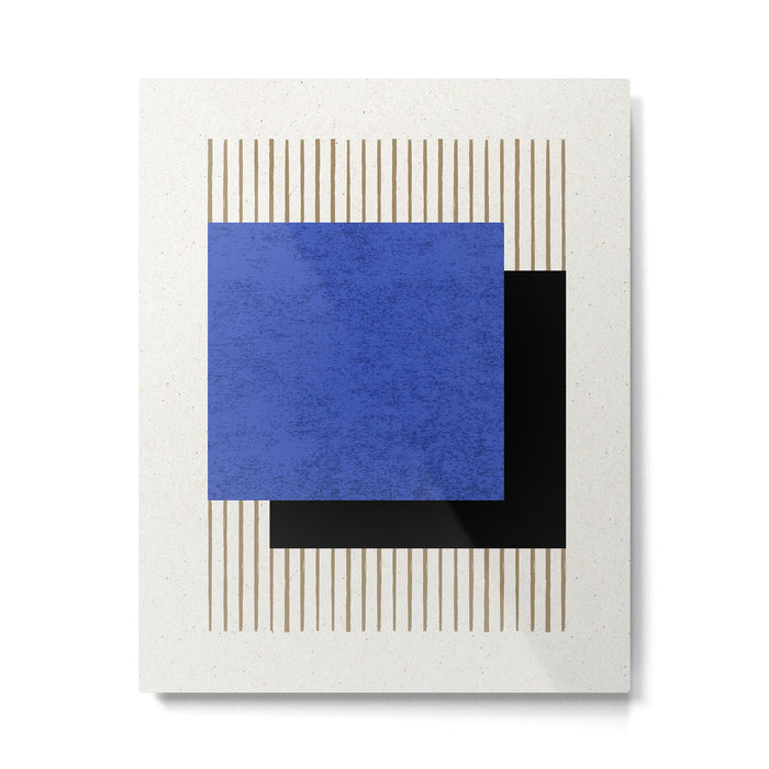 Square Navy Blue Stripes Metal Print Gallery Image 1