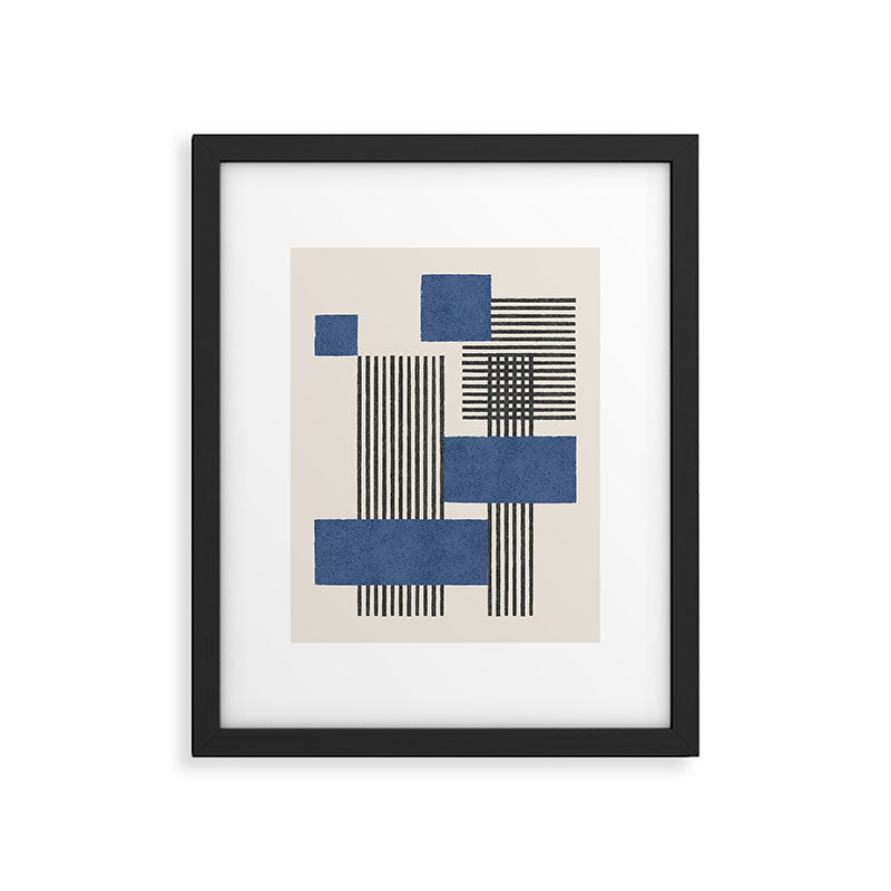 Stripes and Square Blue Composition - Abstract Framed Art Print Gallery Image 6