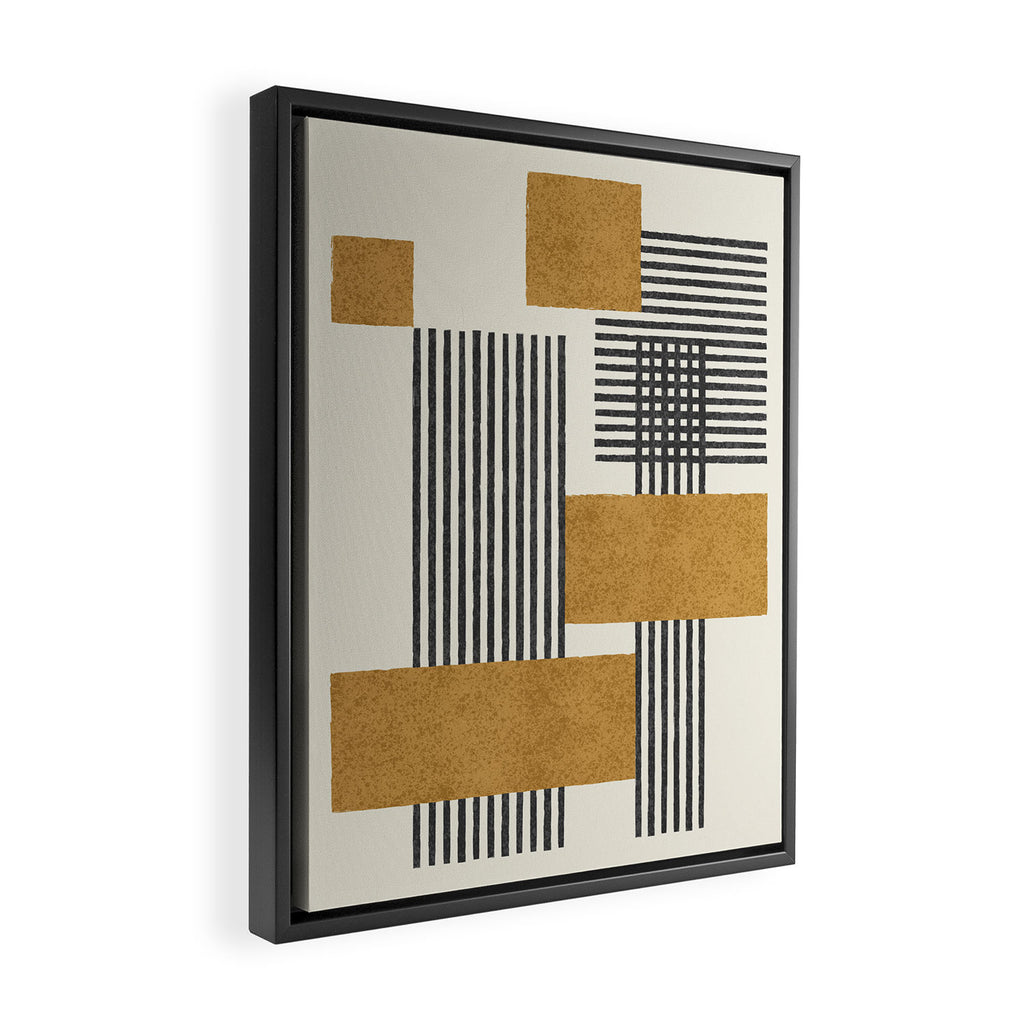 Stripes and Square Composition - Abstract Framed Canvas Print Gallery Image 2