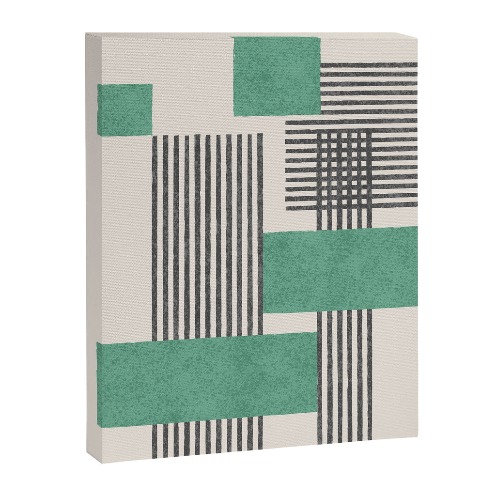 Stripes and Square Green Composition - Abstract Canvas Print Gallery Image 8