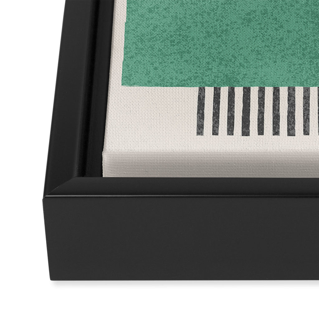 Stripes and Square Green Composition - Abstract Framed Canvas Print Gallery Image 3