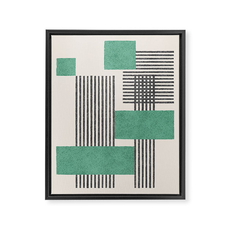 Stripes and Square Green Composition - Abstract Framed Canvas Print Gallery Image 8
