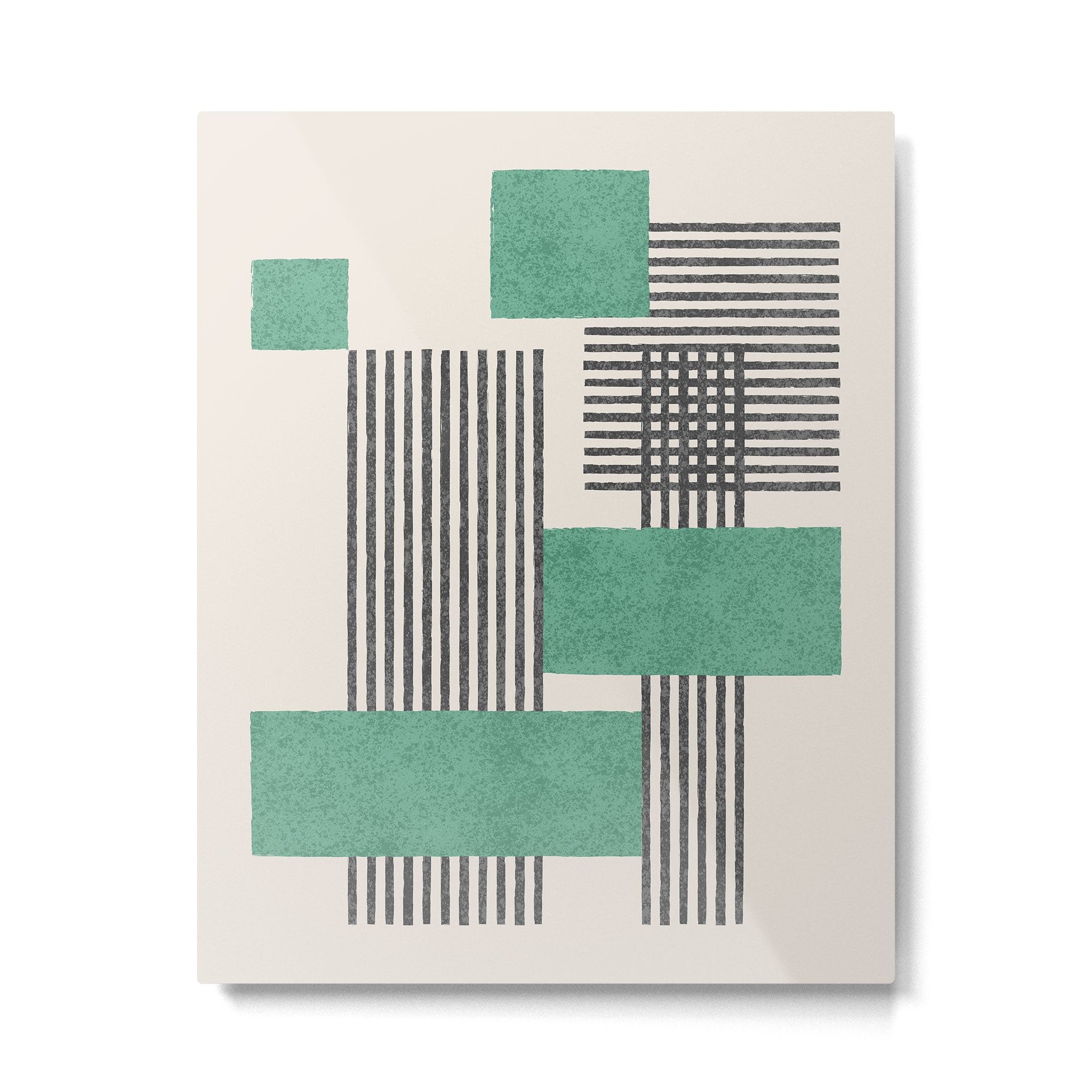 Stripes and Square Green Composition - Abstract Metal Print Gallery Image 6
