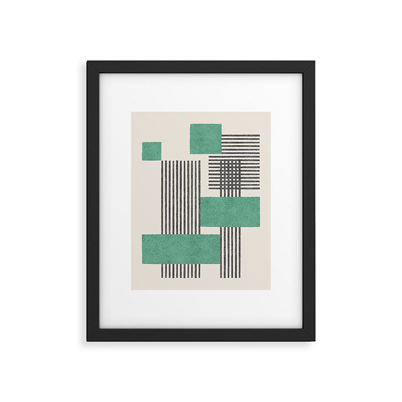 Stripes and Square Green Composition - Abstract Framed Art Print Gallery Image 6