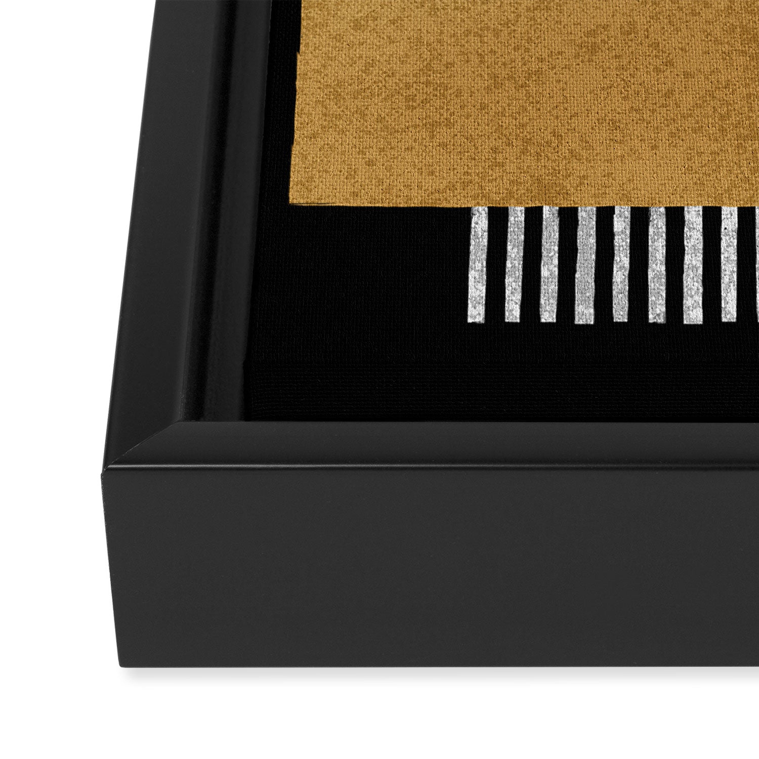 Stripes and Squares on Black Composition - Abstract Framed Canvas Print Gallery Image 3