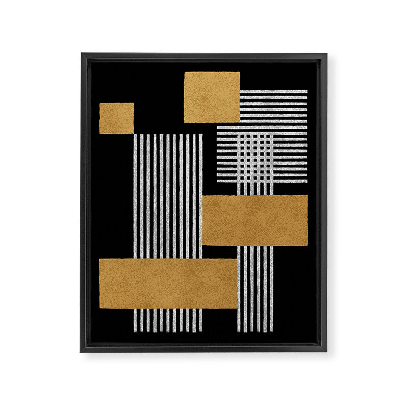 Stripes and Squares on Black Composition - Abstract Framed Canvas Print Gallery Image 8
