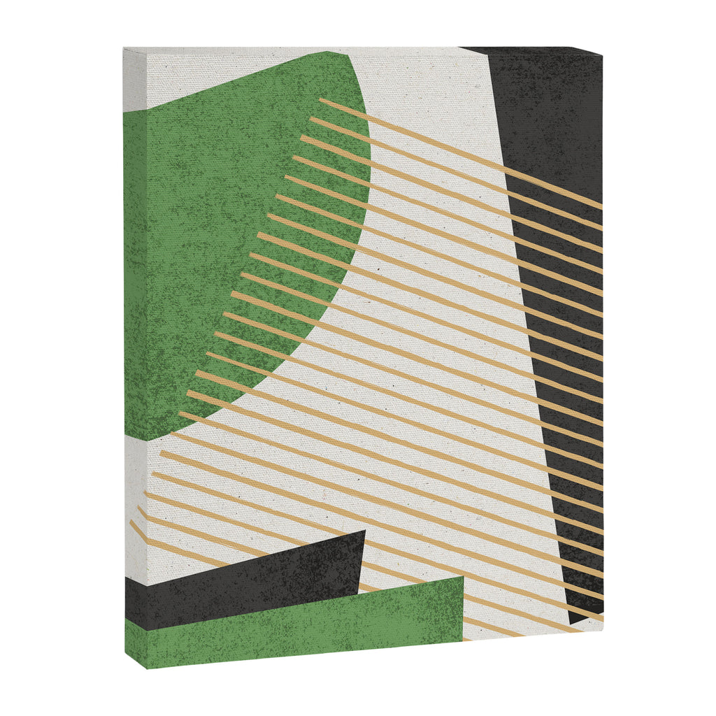 Stripes Circle Geometric Abstract Pattern 1 - Green Gray Black Canvas Print Gallery Image 6