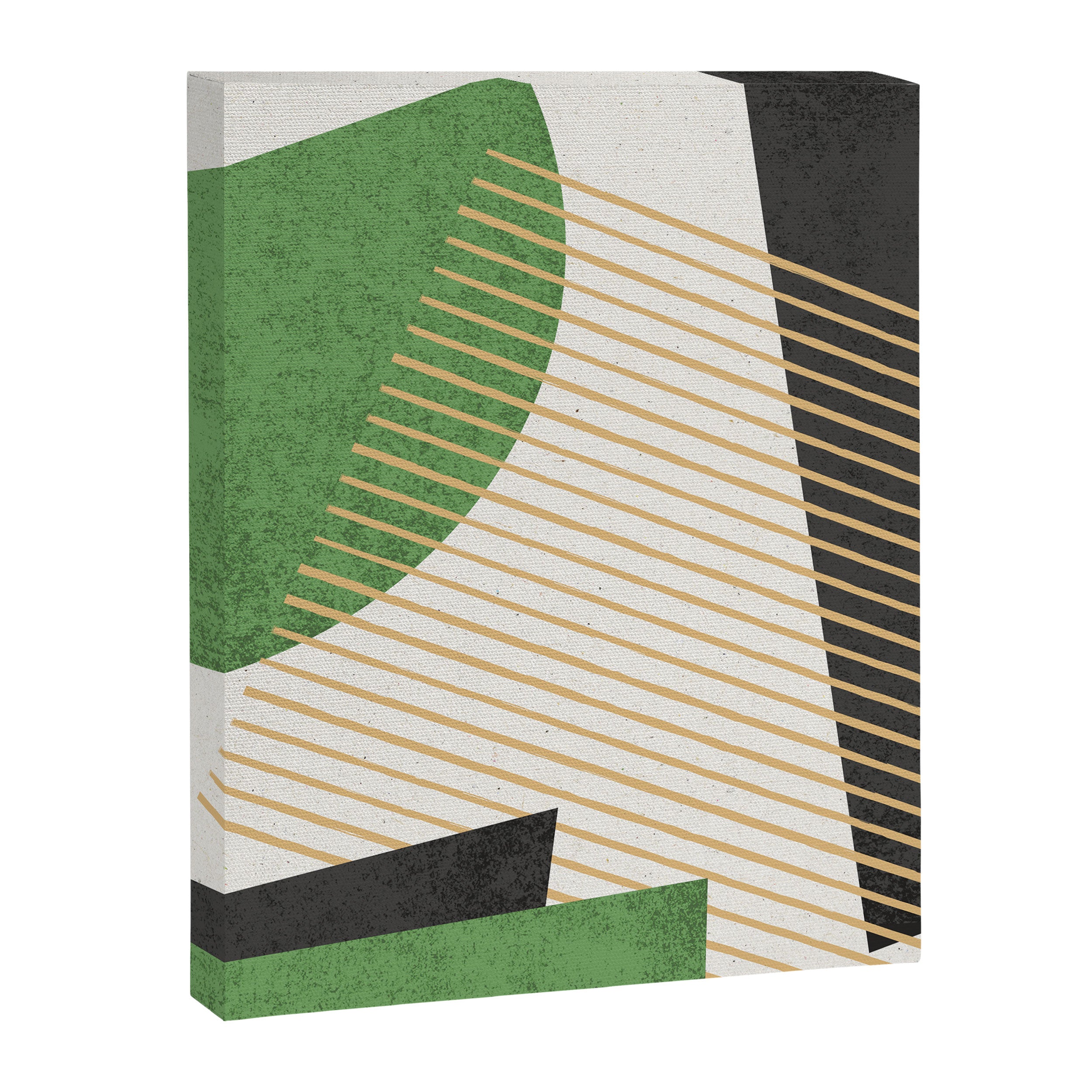 Stripes Circle Geometric Abstract Pattern 1 - Green Gray Black Canvas Print Gallery Image 6