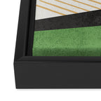 Stripes Circle Geometric Abstract Pattern 1 - Green Gray Black Framed Canvas Print Gallery Image 3