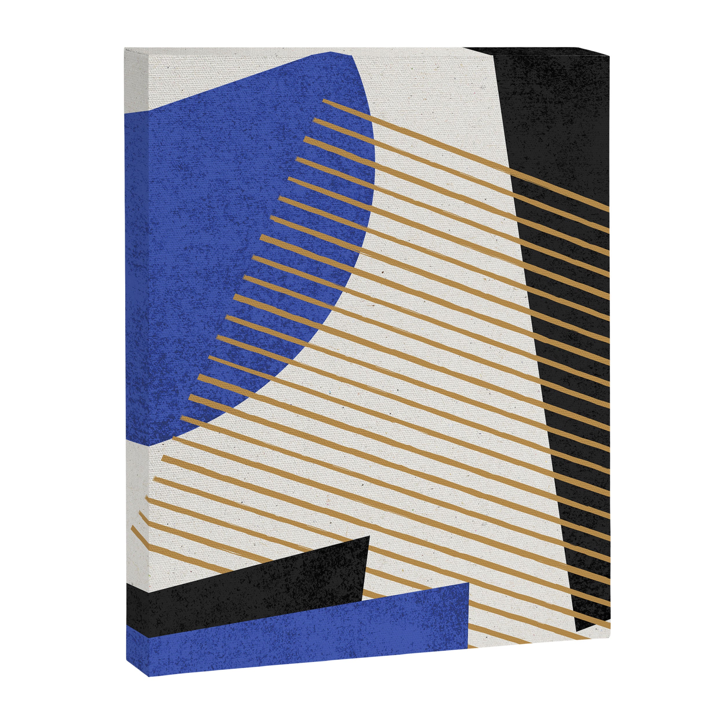 Stripes Circle Geometric Abstract Pattern 1 - Navy Blue Black Canvas Print Gallery Image 6