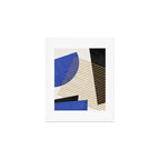 Stripes Circle Geometric Abstract Pattern 1 - Navy Blue Black Art Print Gallery Image 1