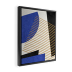 Stripes Circle Geometric Abstract Pattern 1 - Navy Blue Black Framed Canvas Print Gallery Image 2