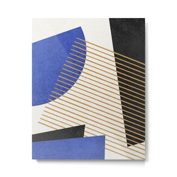 Stripes Circle Geometric Abstract Pattern 1 - Navy Blue Black Metal Print Gallery Image 1