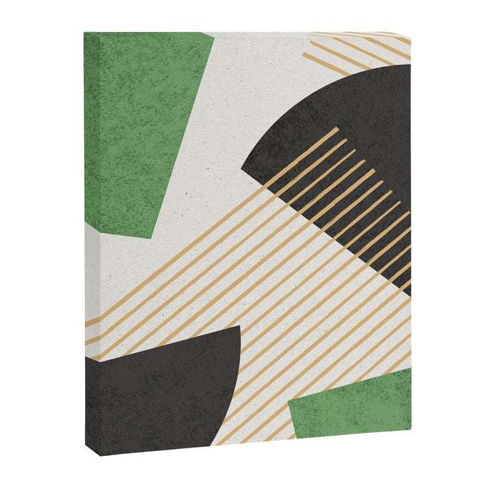 Stripes Circle Geometric Abstract Pattern 2 - Green Gray Black Canvas Print Gallery Image 1