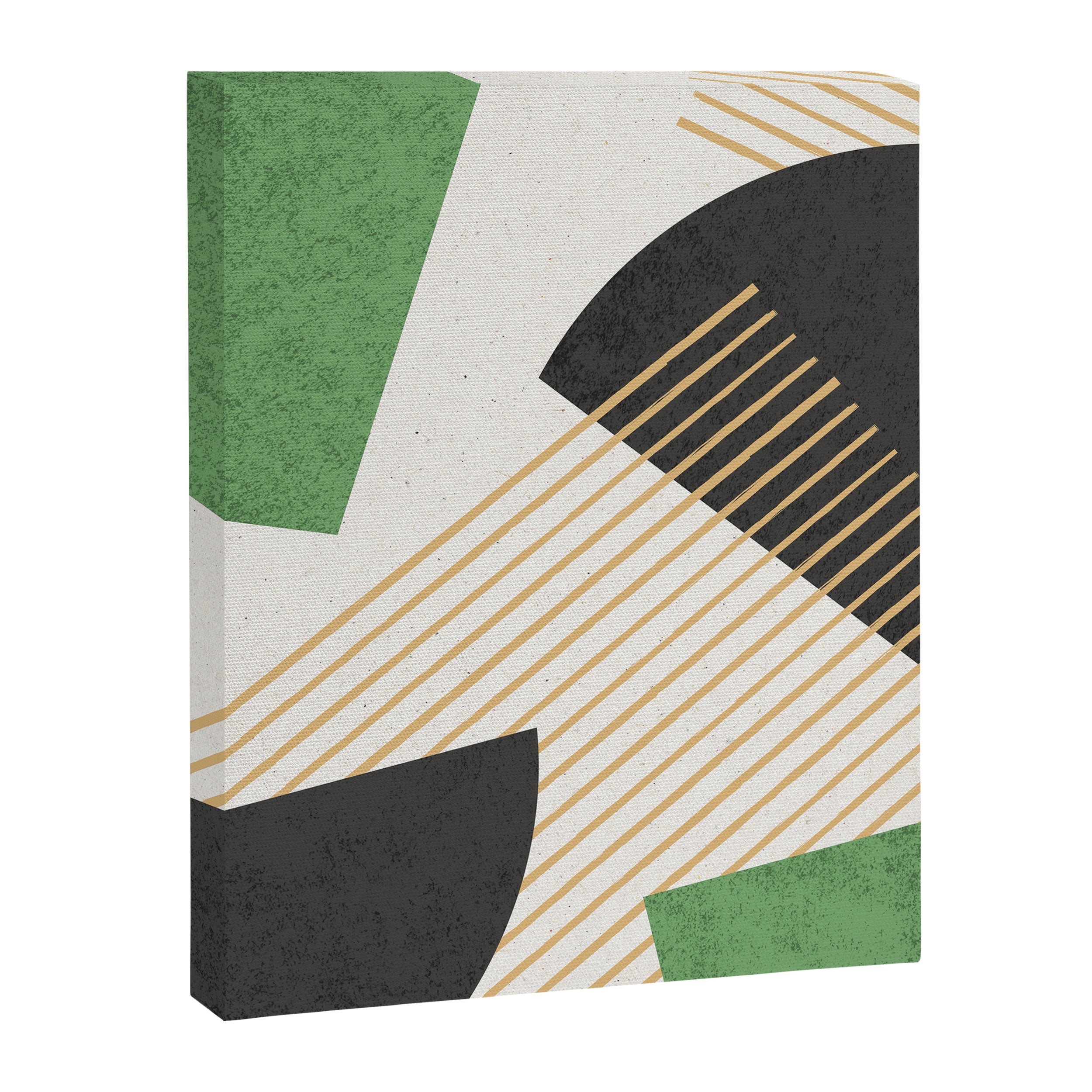 Stripes Circle Geometric Abstract Pattern 2 - Green Gray Black Canvas Print Gallery Image 6