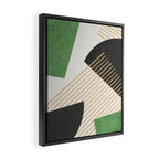 Stripes Circle Geometric Abstract Pattern 2 - Green Gray Black Framed Canvas Print Gallery Image 2