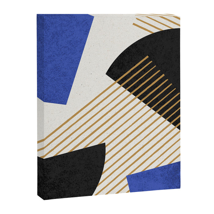Stripes Circle Geometric Abstract Pattern 2 - Navy Blue Black Canvas Print Gallery Image 1